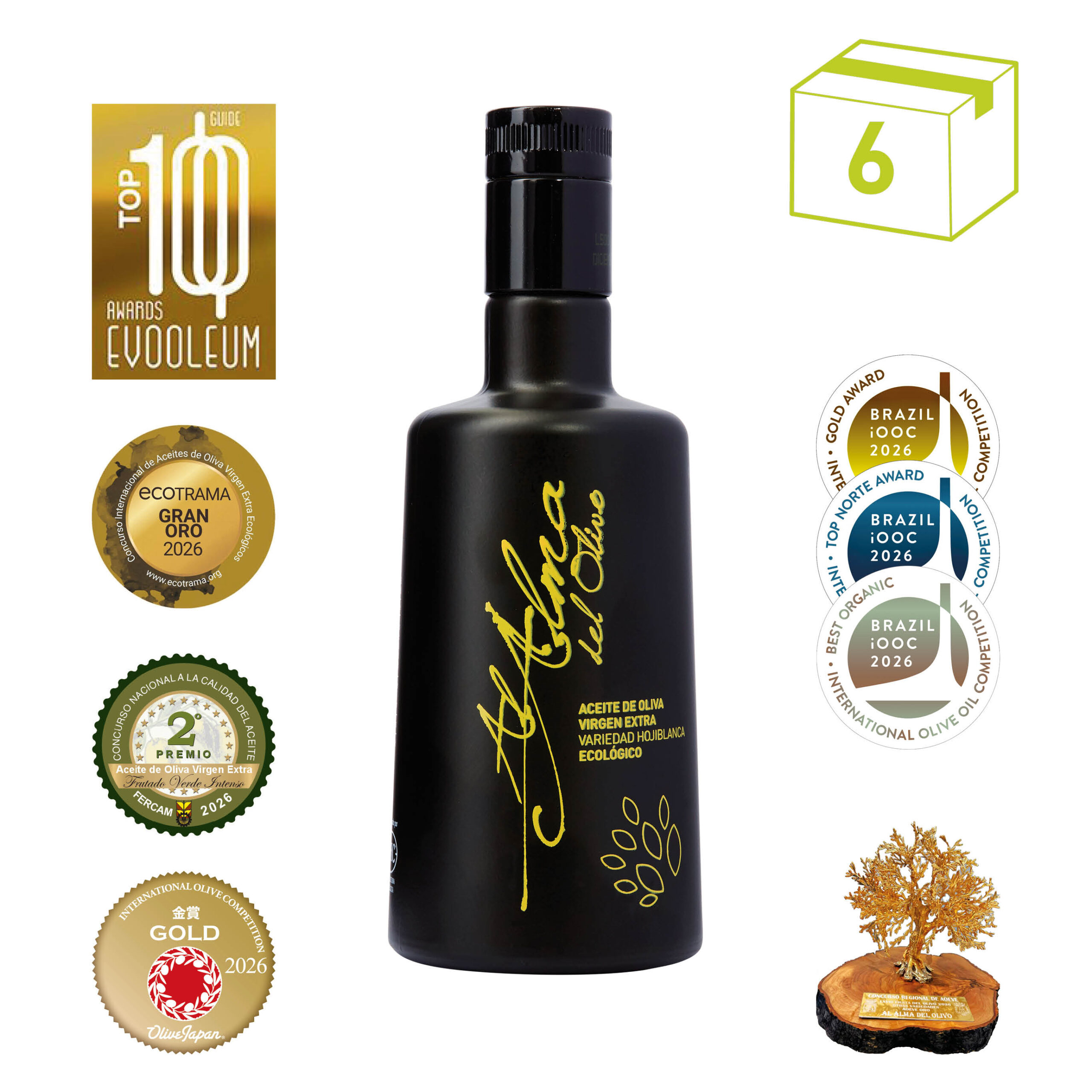 Caja 6 Uds. Botella 500 ml Al Alma del Olivo Hojiblanca Ecológico 1